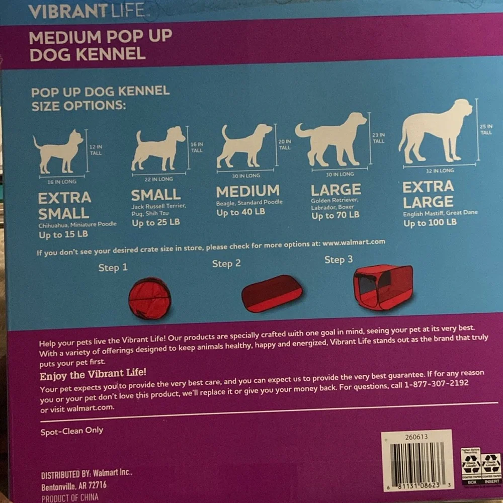 Medium pop up dog kennel